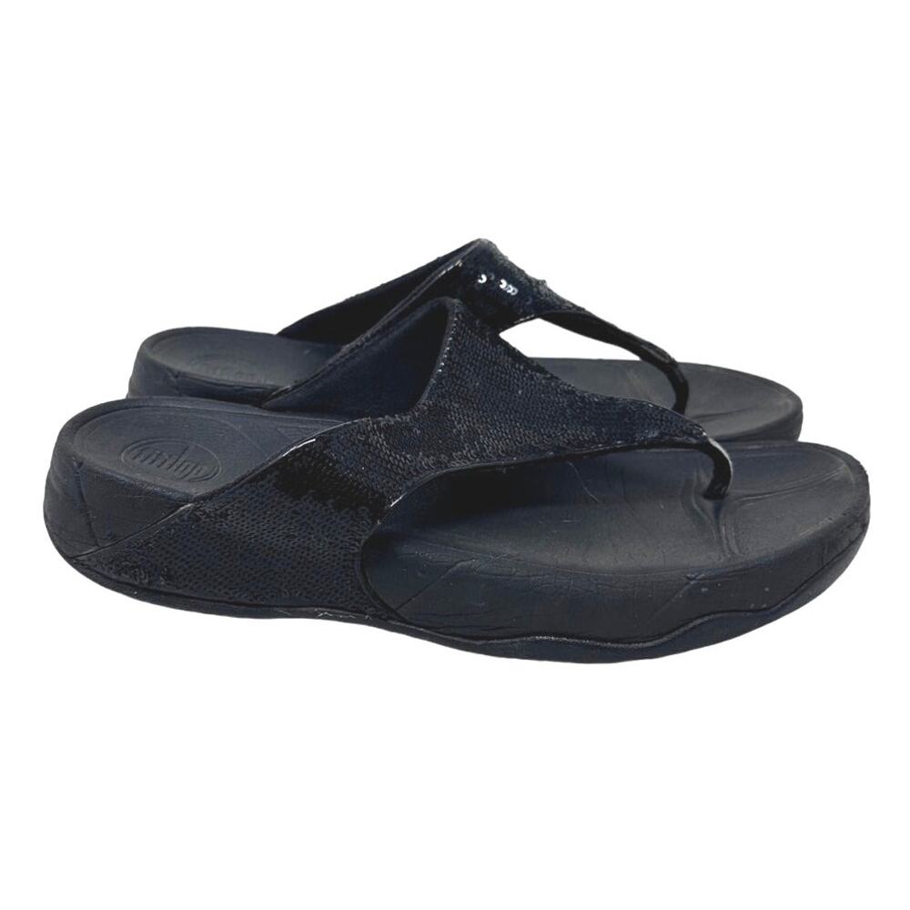 Fitflops Black Sequin Sandals size 9
